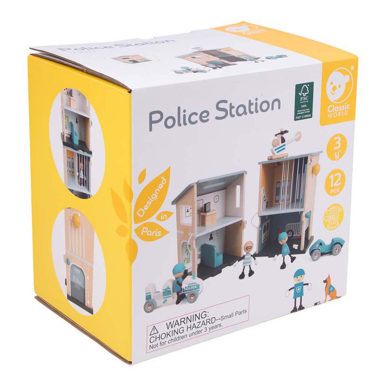 Load image into Gallery viewer, Classic world houten politiebureau speelset voor kinderen.
