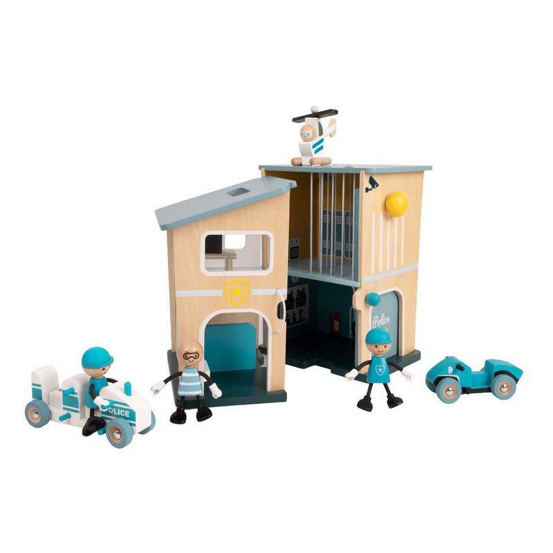 Load image into Gallery viewer, Classic world houten politiebureau speelset voor kinderen.
