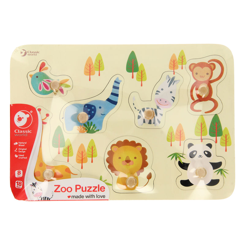 Load image into Gallery viewer, Classic world houten dierenpuzzel - educatief speelgoed met noppen.