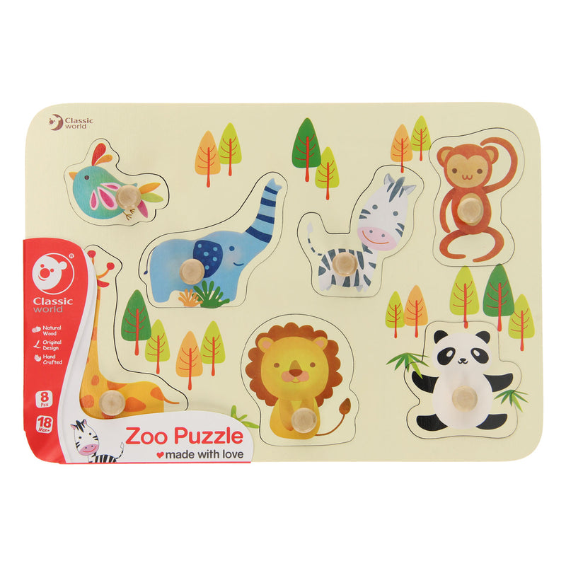 Load image into Gallery viewer, Classic world houten dierenpuzzel - educatief speelgoed met noppen.