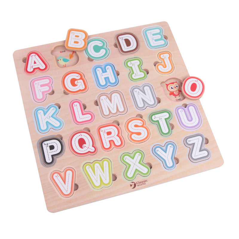 Load image into Gallery viewer, Classic world houten puzzel alfabet, 27st.
