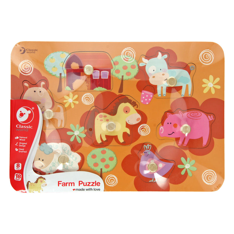 Load image into Gallery viewer, Classic world houten noppenpuzzel boerderij