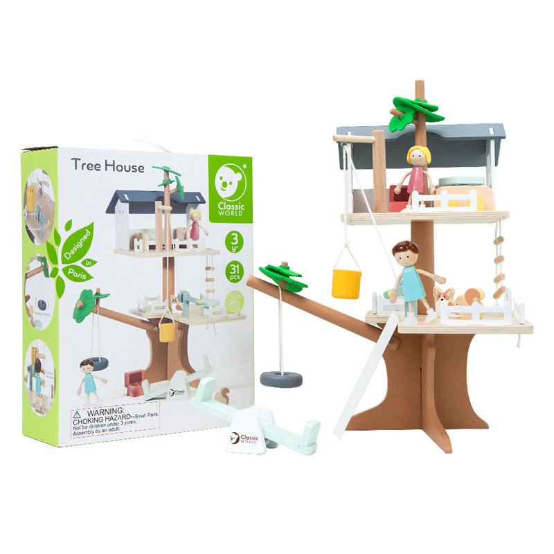 Load image into Gallery viewer, Classic world houten poppenhuis boomhut, 31dlg.