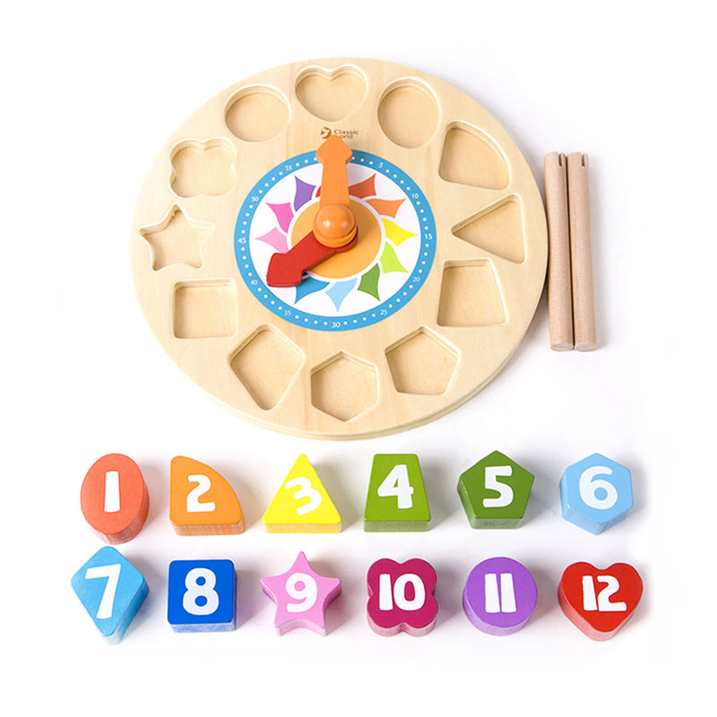 Load image into Gallery viewer, Classic world houten leerklok met vormen tic-tac, 15dlg.
