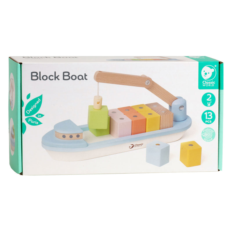 Load image into Gallery viewer, Classic world houten blokkenboot - speelgoedvoertuig