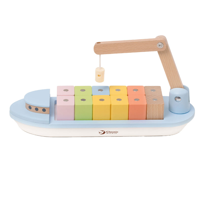 Load image into Gallery viewer, Classic world houten blokkenboot - speelgoedvoertuig
