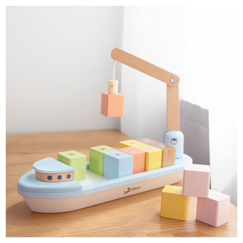Load image into Gallery viewer, Classic world houten blokkenboot - speelgoedvoertuig