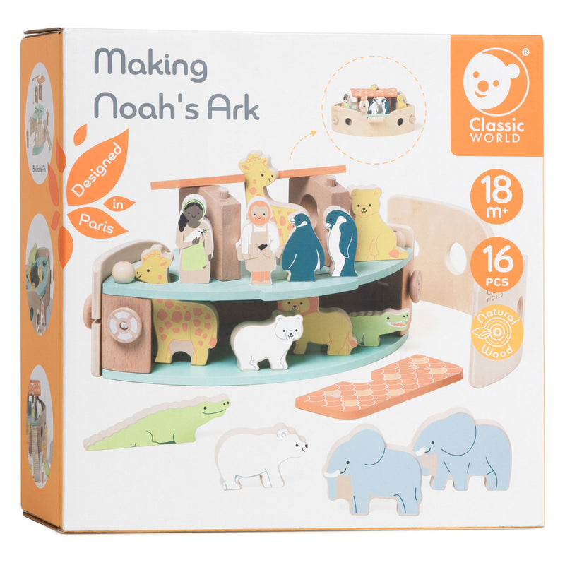 Load image into Gallery viewer, Classic world houten noah's ark boot bouwset met dieren, 16dlg.