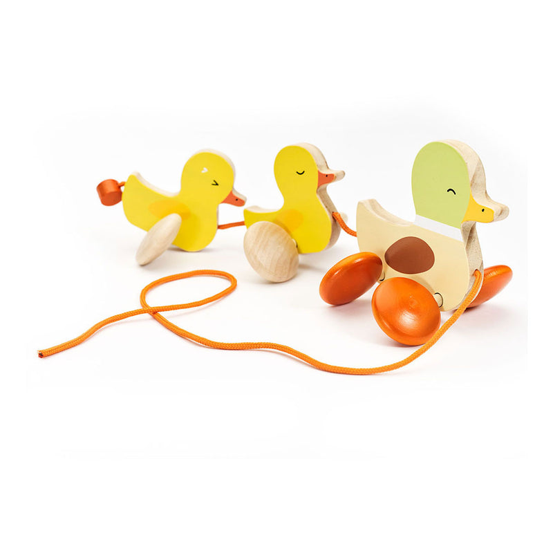 Load image into Gallery viewer, Classic world houten trekfiguur eenden - educatief peuterspeelgoed.