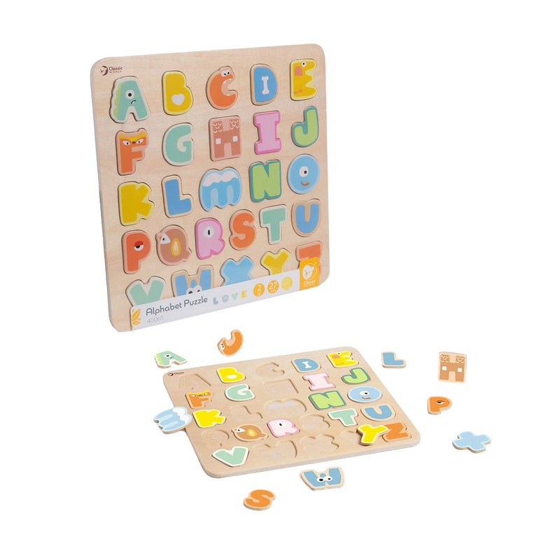 Load image into Gallery viewer, Classic world houten alfabet puzzel educatief speelgoed 27 stukjes.