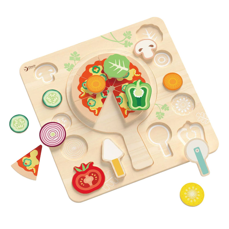 Load image into Gallery viewer, Classic world houten vormenpuzzel pizza, 22st.