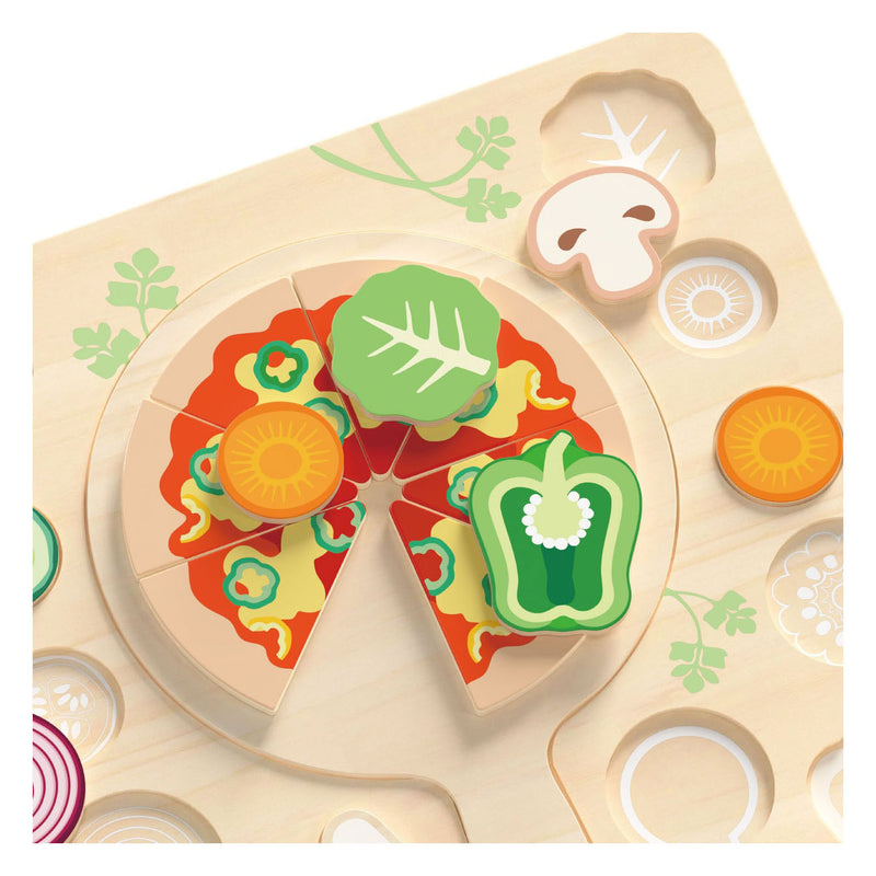 Load image into Gallery viewer, Classic world houten speelgoed vormenpuzzel pizza 22 stuks educatief.