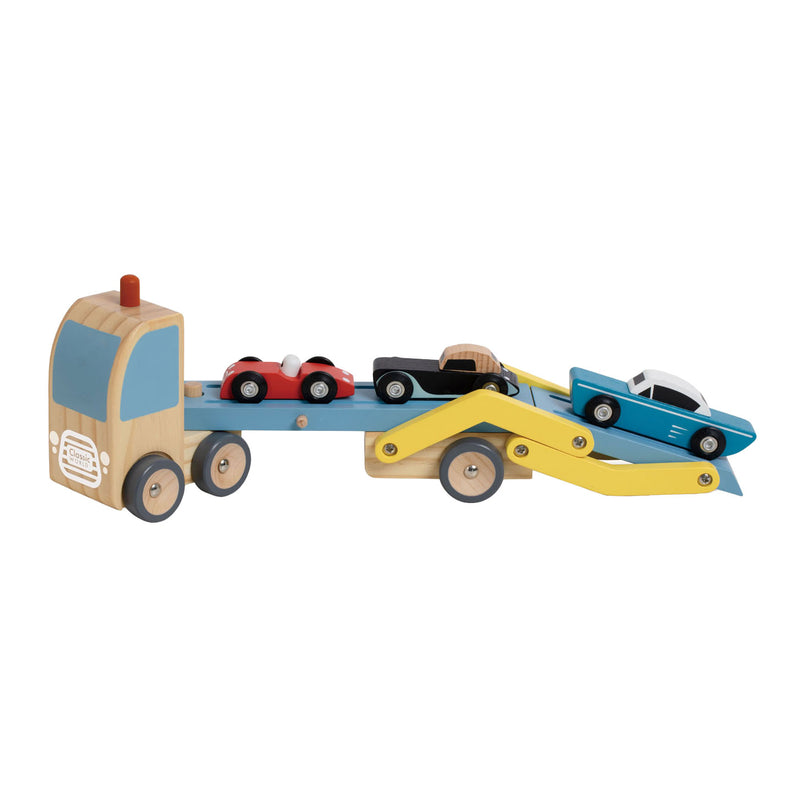 Load image into Gallery viewer, Lobbes speelgoed bv classic world houten transporter met 3 auto's