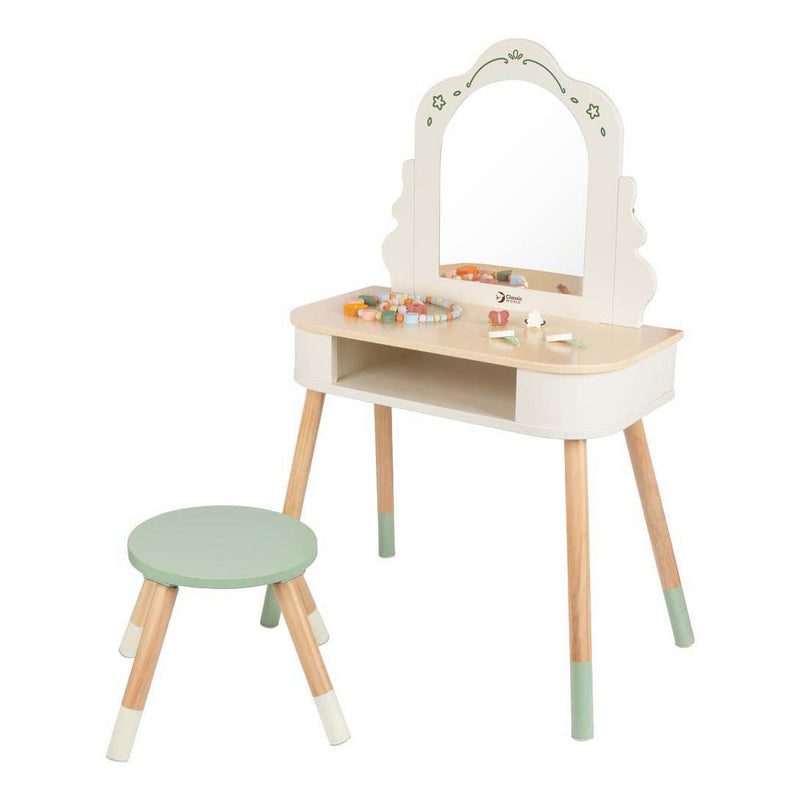 Afbeelding laden in galerijviewer, Classic world houten kaptafel met krukje - inclusief accessoires