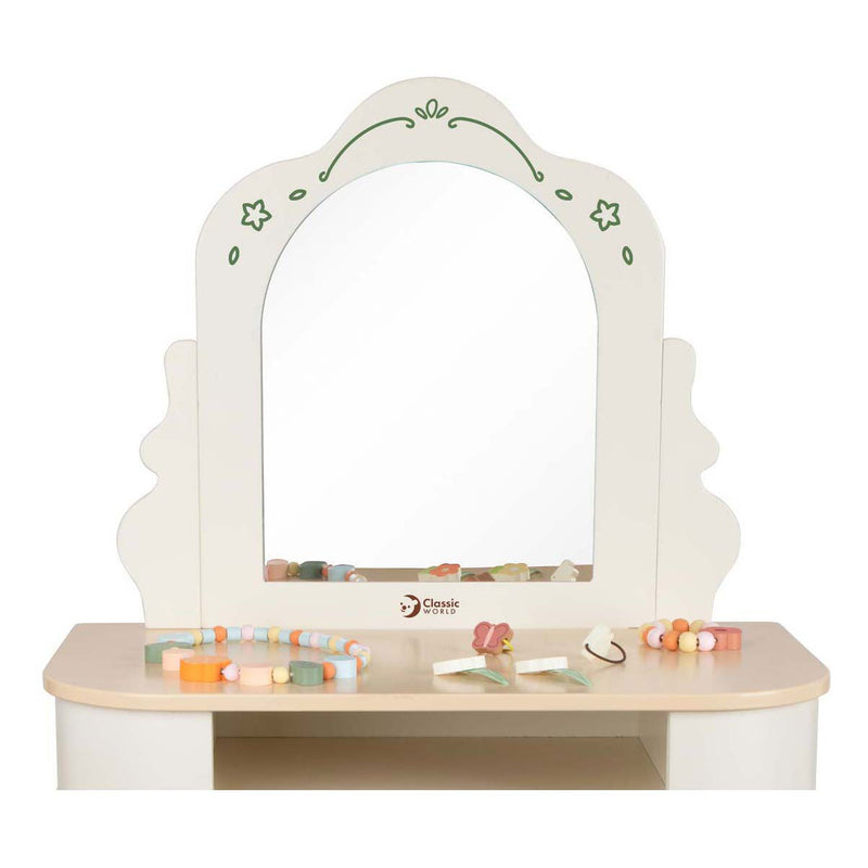 Afbeelding laden in galerijviewer, Classic world houten kaptafel met krukje - inclusief accessoires