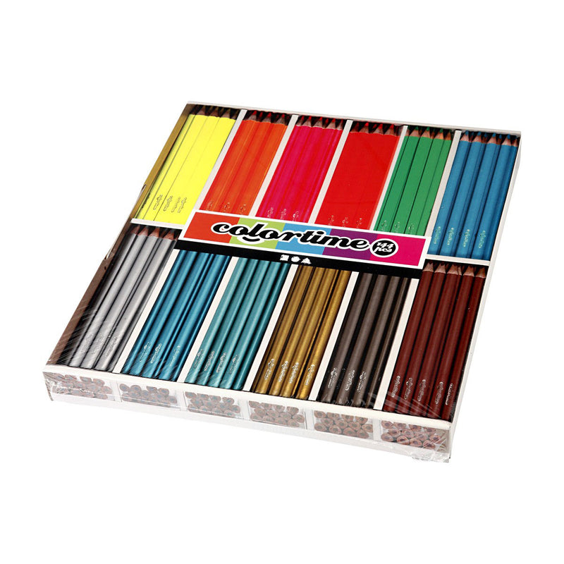 Afbeelding laden in galerijviewer, Creativ company https: www.cchobby.nl colortime-kleurpotloden-l-17-45-cm-vulling-3-mm-metallic-kleuren-neon-kleuren-144-stuk-1-doos