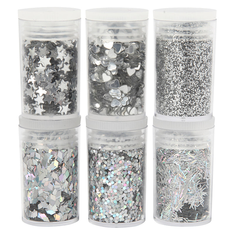 Load image into Gallery viewer, Creativ Company Glitter en Pailletten Zilver, 6x5gr