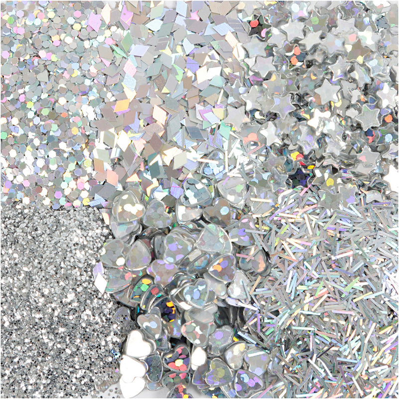 Load image into Gallery viewer, Creativ Company Glitter en Pailletten Zilver, 6x5gr