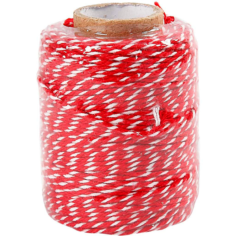 Load image into Gallery viewer, Creativ company http: www.cchobby.nl katoenkoord-dikte-1-1-mm-rood-wit-50-m-1-rol