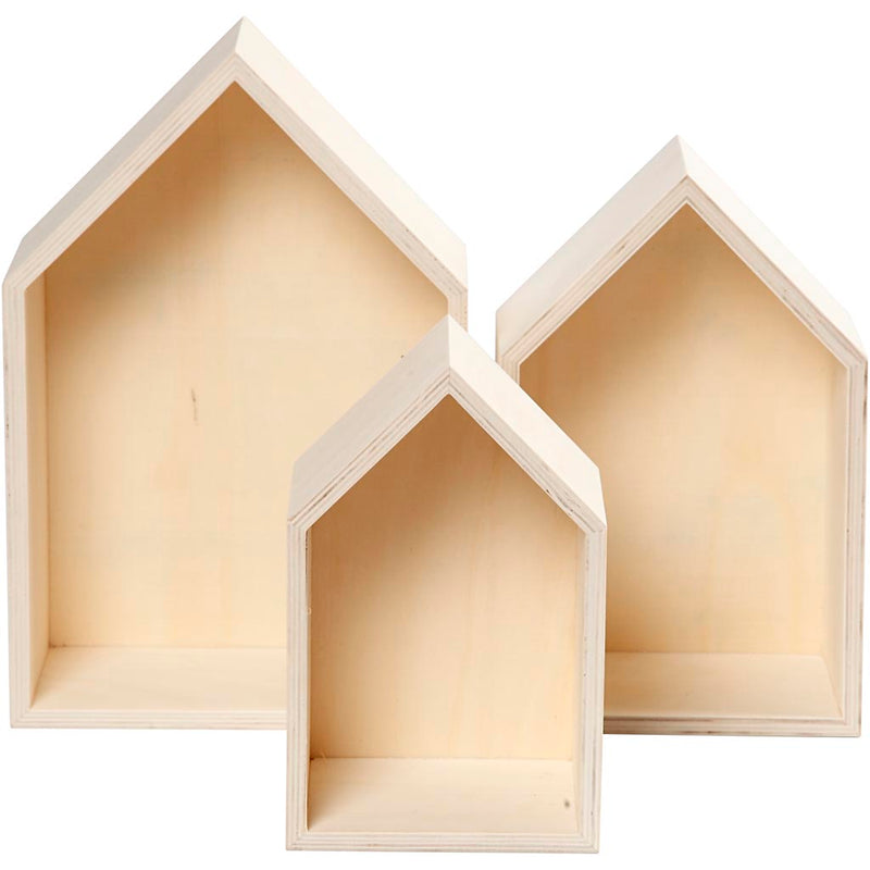 Load image into Gallery viewer, Creativ company houten huisjes met ophanghaak, 3st.