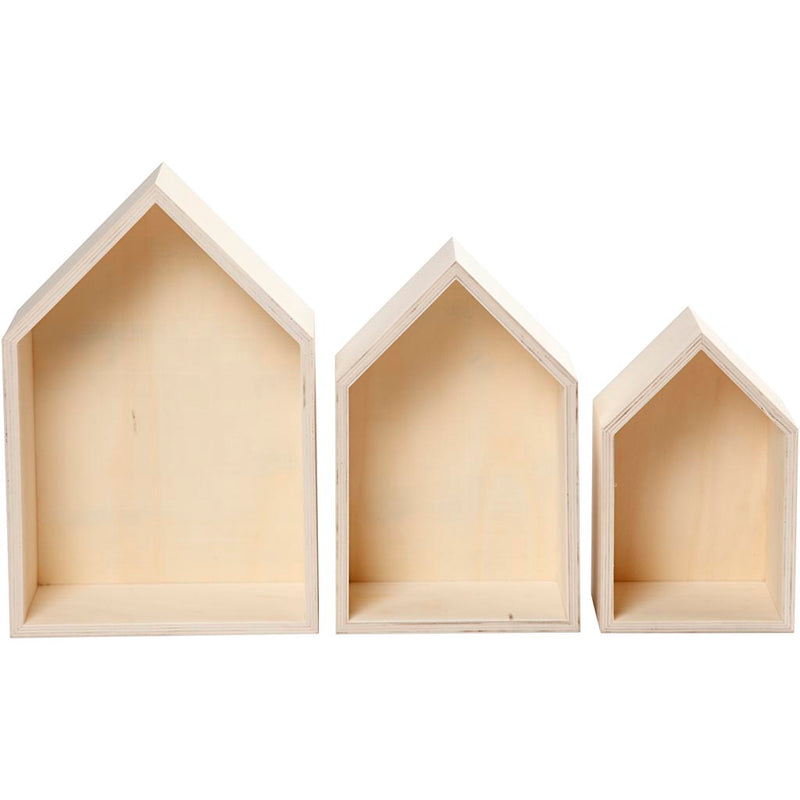Load image into Gallery viewer, Creativ company houten huisjes met ophanghaak, 3st.