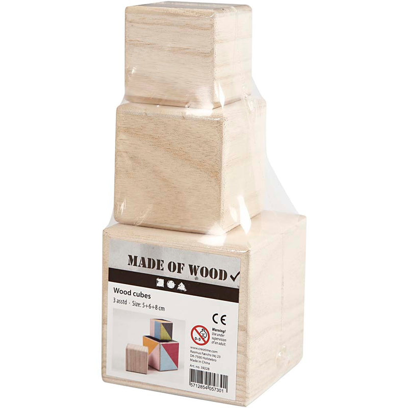 Load image into Gallery viewer, Creativ company houten kubussen, set van 3
