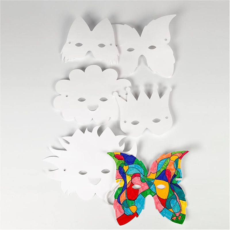 Load image into Gallery viewer, Creativ company http: www.cchobby.nl fantasiemaskers-inclusief-elastiek-h-15-20-cm-230-gr-wit-5-stuk-1-doos