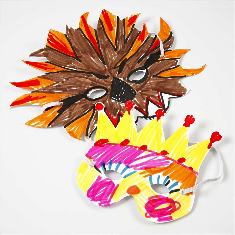 Load image into Gallery viewer, Creativ company http: www.cchobby.nl fantasiemaskers-inclusief-elastiek-h-15-20-cm-230-gr-wit-5-stuk-1-doos