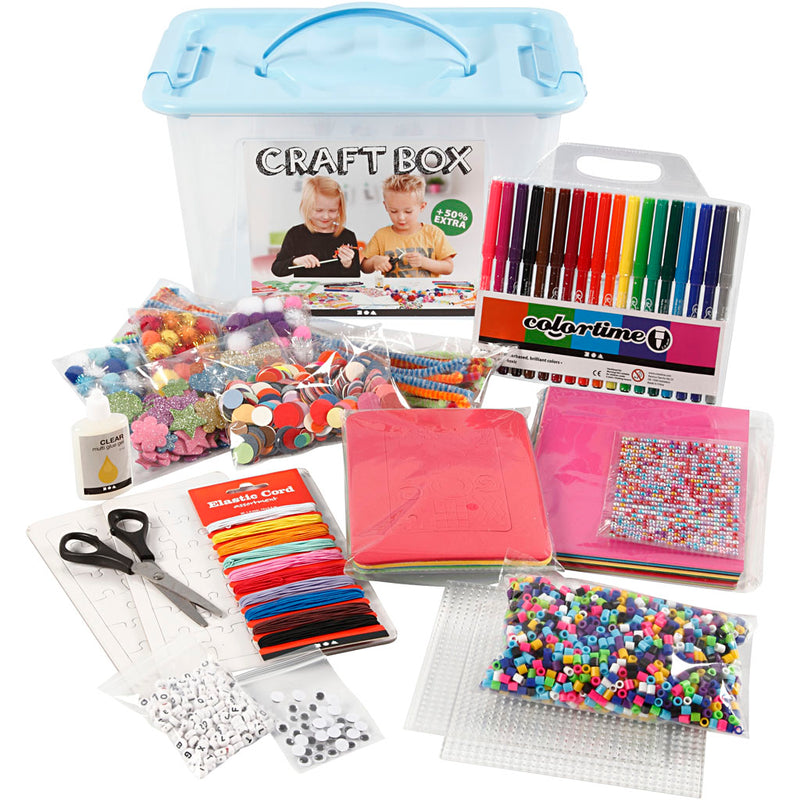 Load image into Gallery viewer, Creativ company hobbybox blauw met creatieve materialen, 1st.