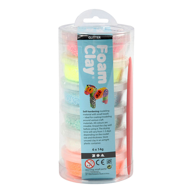 Load image into Gallery viewer, Foam clay pastel kleuren glitter, 6x14gr.