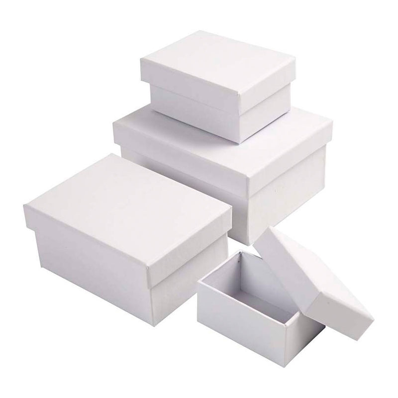 Load image into Gallery viewer, Creativ company https: www.cchobby.nl rechthoekige-dozen-afm-7-5x5x3-5-9-5x7x4-5-11-5x8-5x5-5-14x11x6-5-cm-wit-4-stuk-1-set