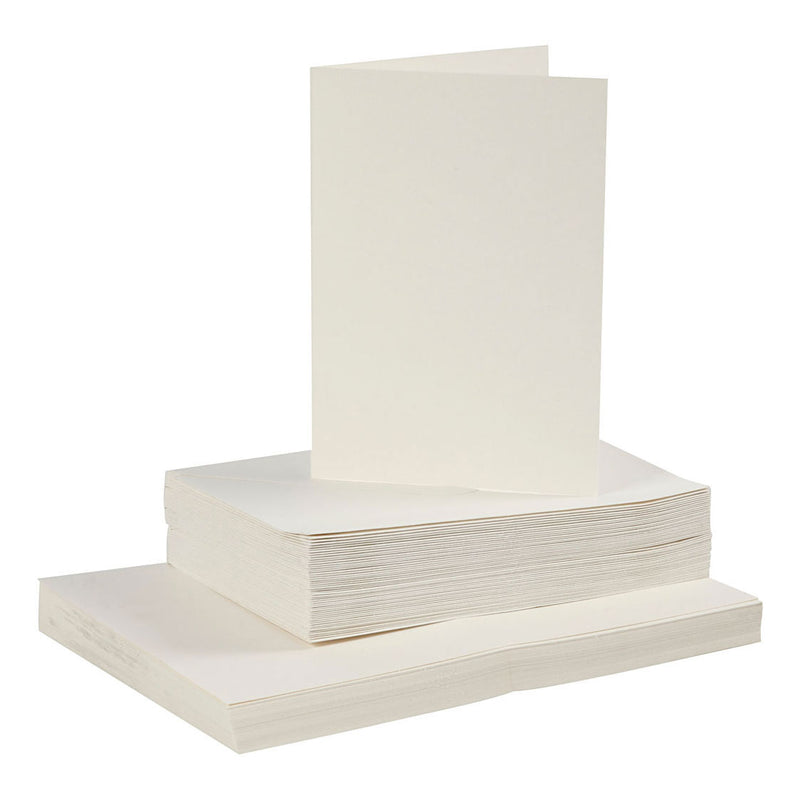 Load image into Gallery viewer, Creativ company kaarten en enveloppen, afmeting kaart 10,5x15 cm, afmeting envelop 11,5x16,5 cm, 110+220 gr, off-white, 50 set 1 doos