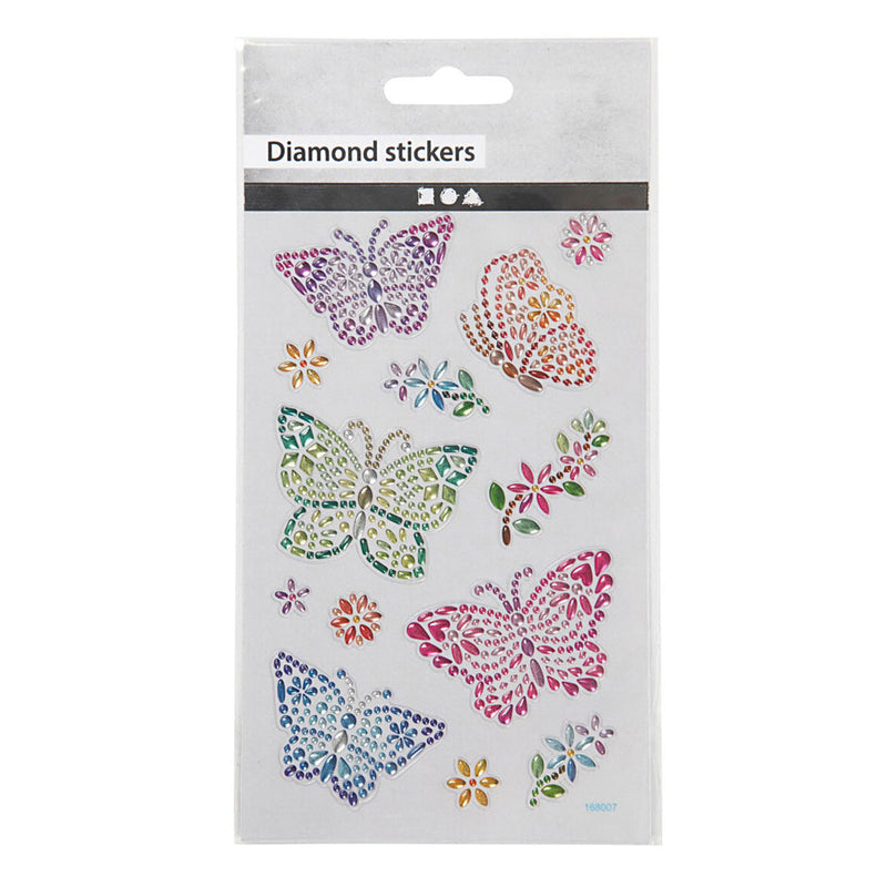 Load image into Gallery viewer, Creativ company diamond stickers - vlinders - zelfklevende glitter stickers - strass knutselstickers - feestelijke plakdiamant stickers - diy hobby decoratie stickers - 10x16 cm - 1 vel