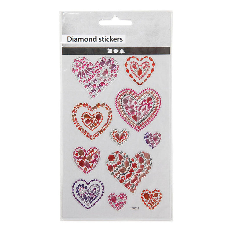 Load image into Gallery viewer, Creativ company diamond stickers - harten design - zelfklevende strass stickers - glanzende sierstickers - glitter decoratieve stickers - diy knutselen hobby - 1 vel