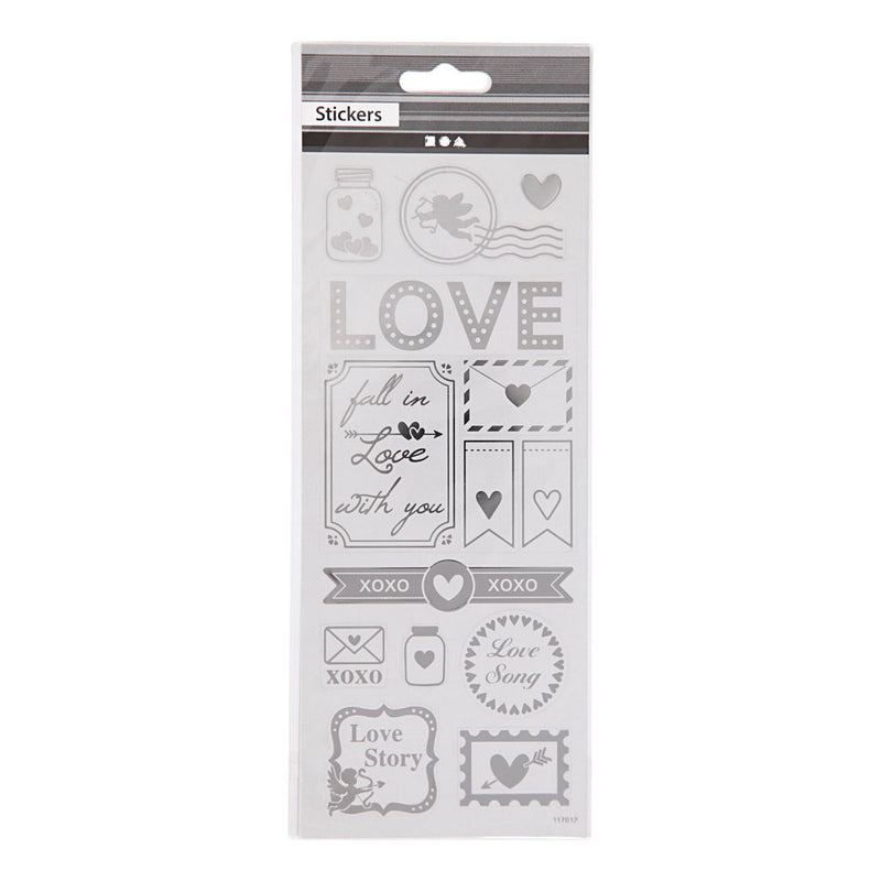 Load image into Gallery viewer, Creativ company stickers zilver love, 1 vel