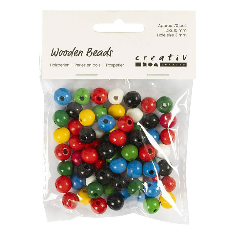 Load image into Gallery viewer, Creativ company https: www.cchobby.nl houten-kralen-d-10-mm-gatgrootte-3-mm-ca-70-div-diverse-kleuren-20-gr-1-doos