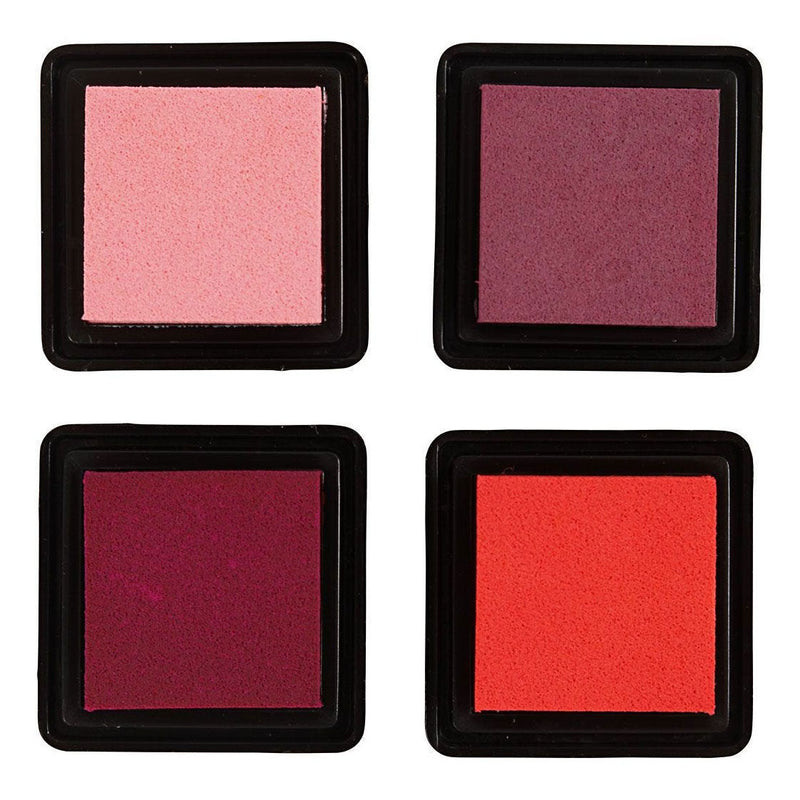 Load image into Gallery viewer, Creativ company stempelinkt, peach, roze, lichtroze, donkerroze, h: 2 cm, afm 3,5x3,5 cm, 4 stuk 1 doos