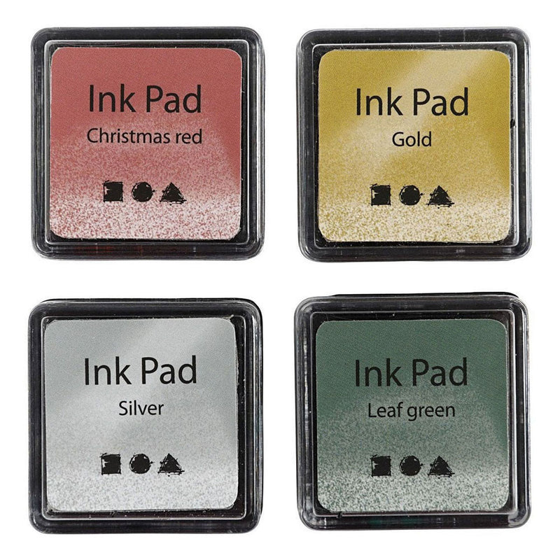 Load image into Gallery viewer, Creativ company stempelinkt goud lime groen kerstrood zilver, 4st.