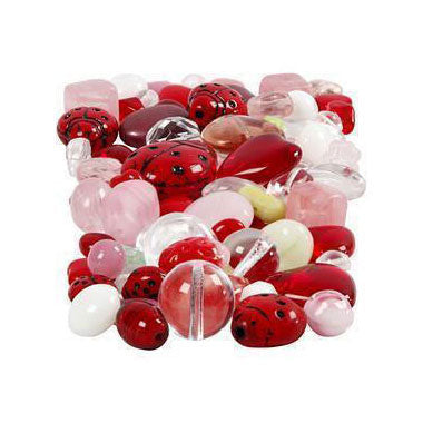 Load image into Gallery viewer, Creativ company glazen kralen divers lieveheerstbeestje, hart, blaadjes, 60 gram
