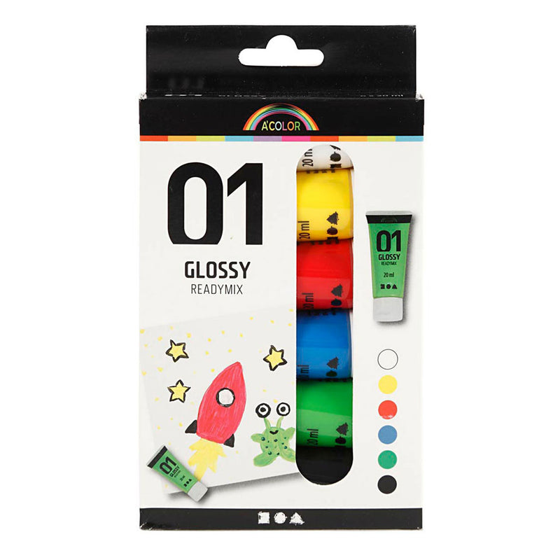 Afbeelding laden in galerijviewer, Creativ company acrylverf voor kidneren glossy standaardkleuren, 6x20ml