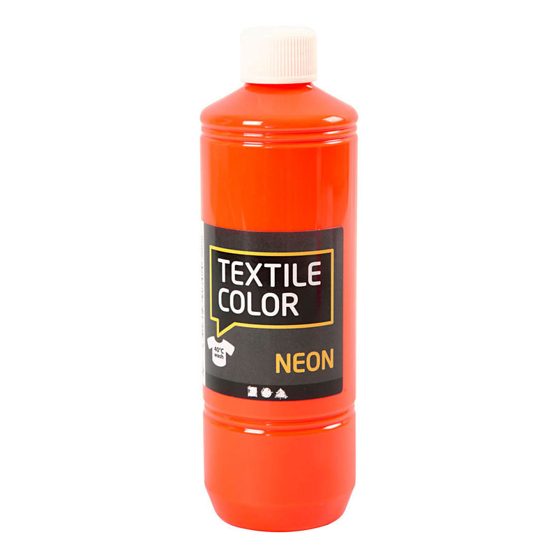 Afbeelding laden in galerijviewer, Creativ company textile color semi-dekkende textielverf - neon oranje, 500ml
