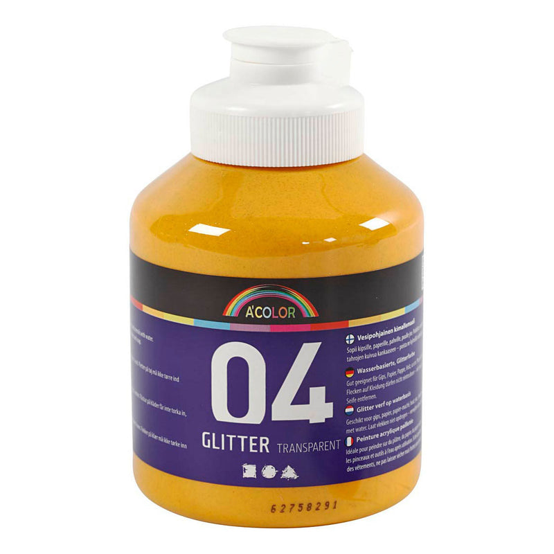 Load image into Gallery viewer, Creativ company acrylverf glitter voor kinderen - warm geel, 500ml