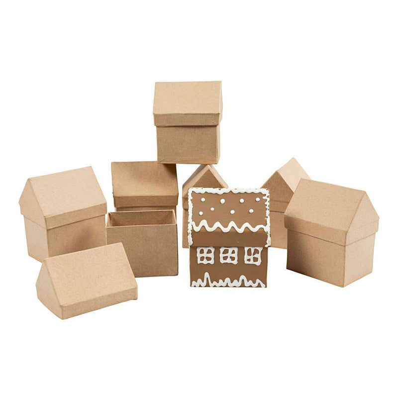 Load image into Gallery viewer, Creativ company huizen papier-mache, set van 4