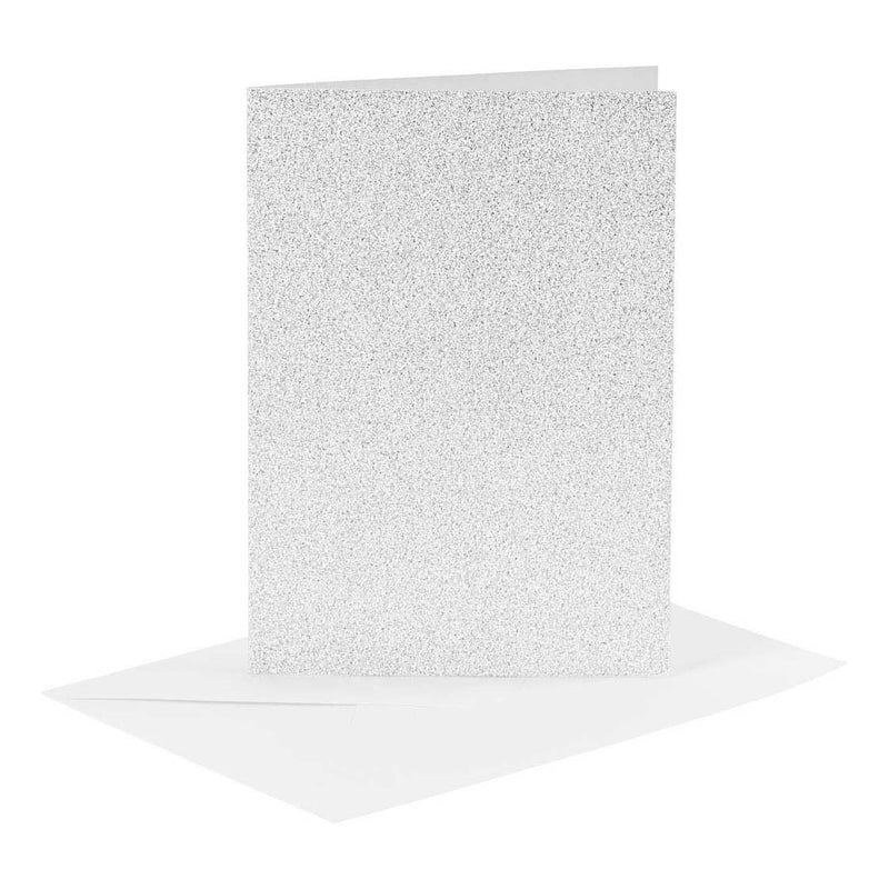 Afbeelding laden in galerijviewer, Creativ company kaarten en enveloppen 10,5x15cm glitter zilver - 4st.