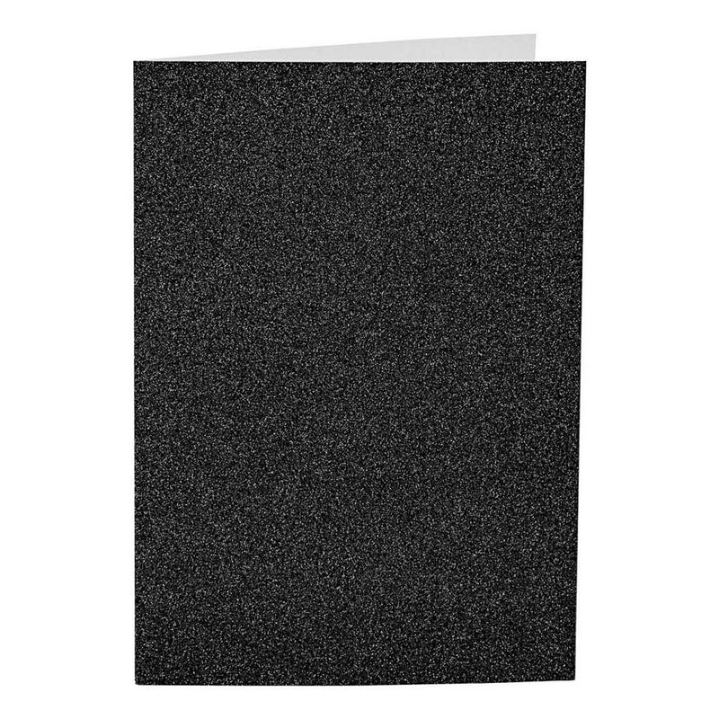 Load image into Gallery viewer, Creativ company kaarten en enveloppen 10,5x15cm glitter zwart - 4st.
