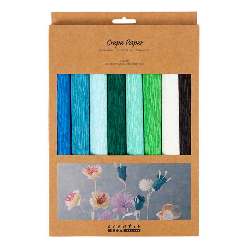 Load image into Gallery viewer, Creativ company crepepapier blauw en groen harmonie - 8st.