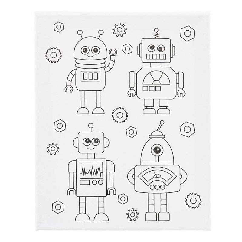 Afbeelding laden in galerijviewer, Creativ company https: www.cchobby.nl schildercanvas-met-print-robots-d-1-6-cm-afm-24x30-cm-360-gr-1-stuk