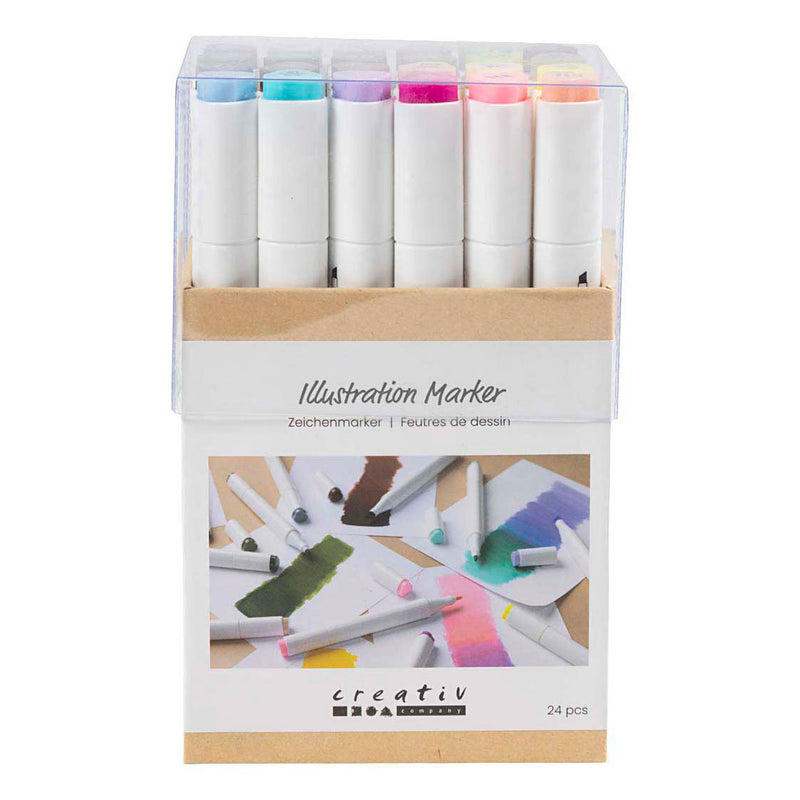 Afbeelding laden in galerijviewer, Creativ company tekenstift lijndikte 1+8mm pastelkleuren - 24st.