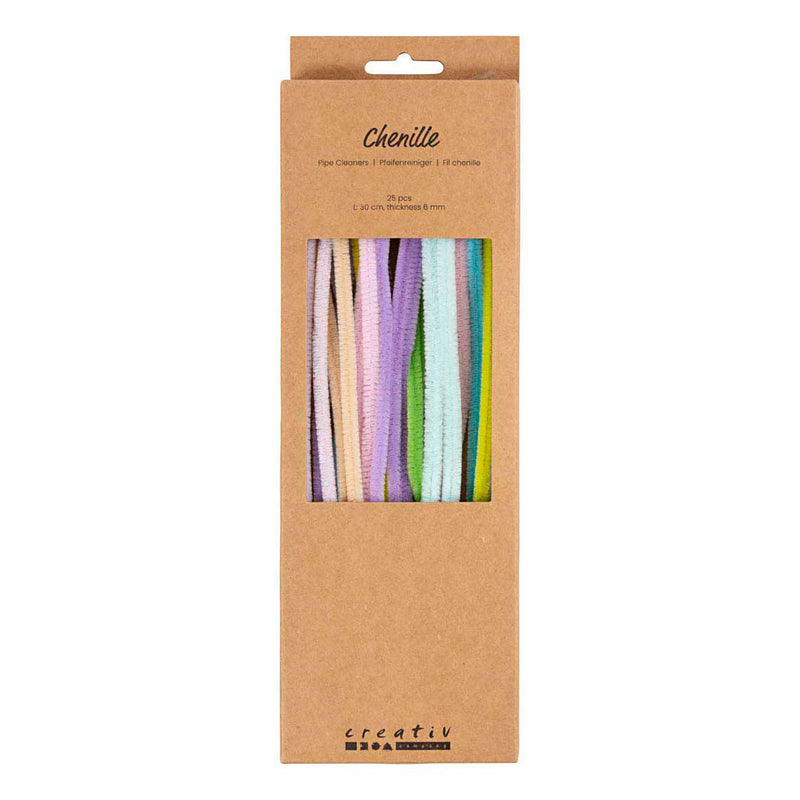 Afbeelding laden in galerijviewer, Creativ company chenille 6mm x 30cm pastelkleuren - 25st.