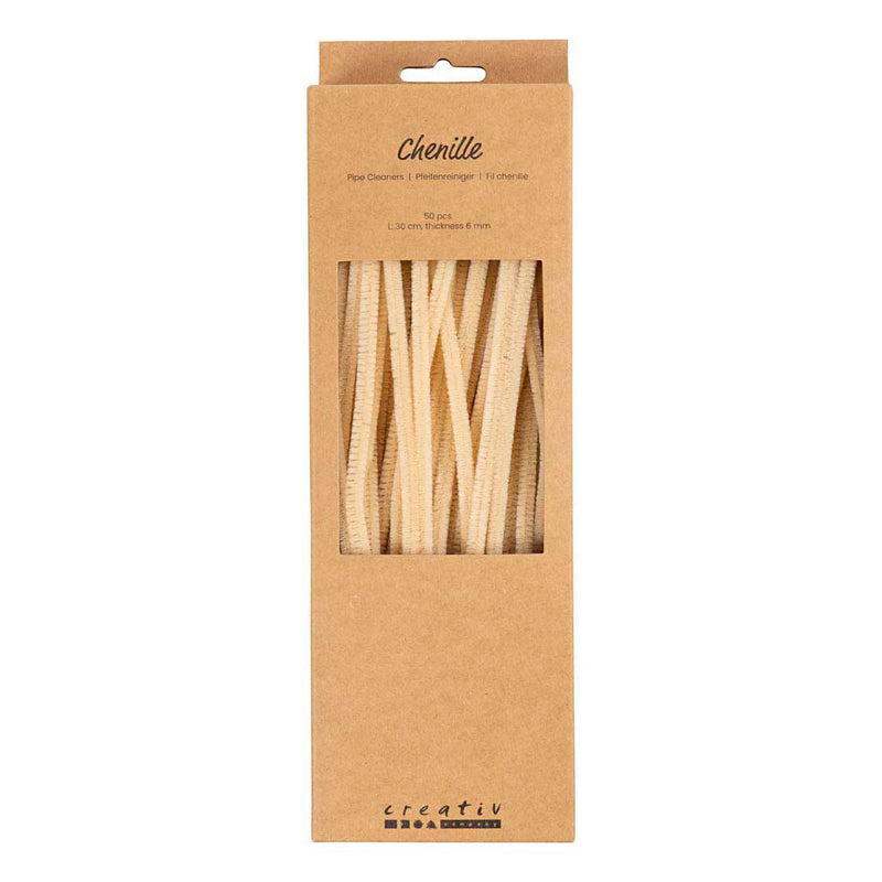 Afbeelding laden in galerijviewer, Creativ company chenilledraad knutselmateriaal beige 6mm x 30cm 50 stuks.